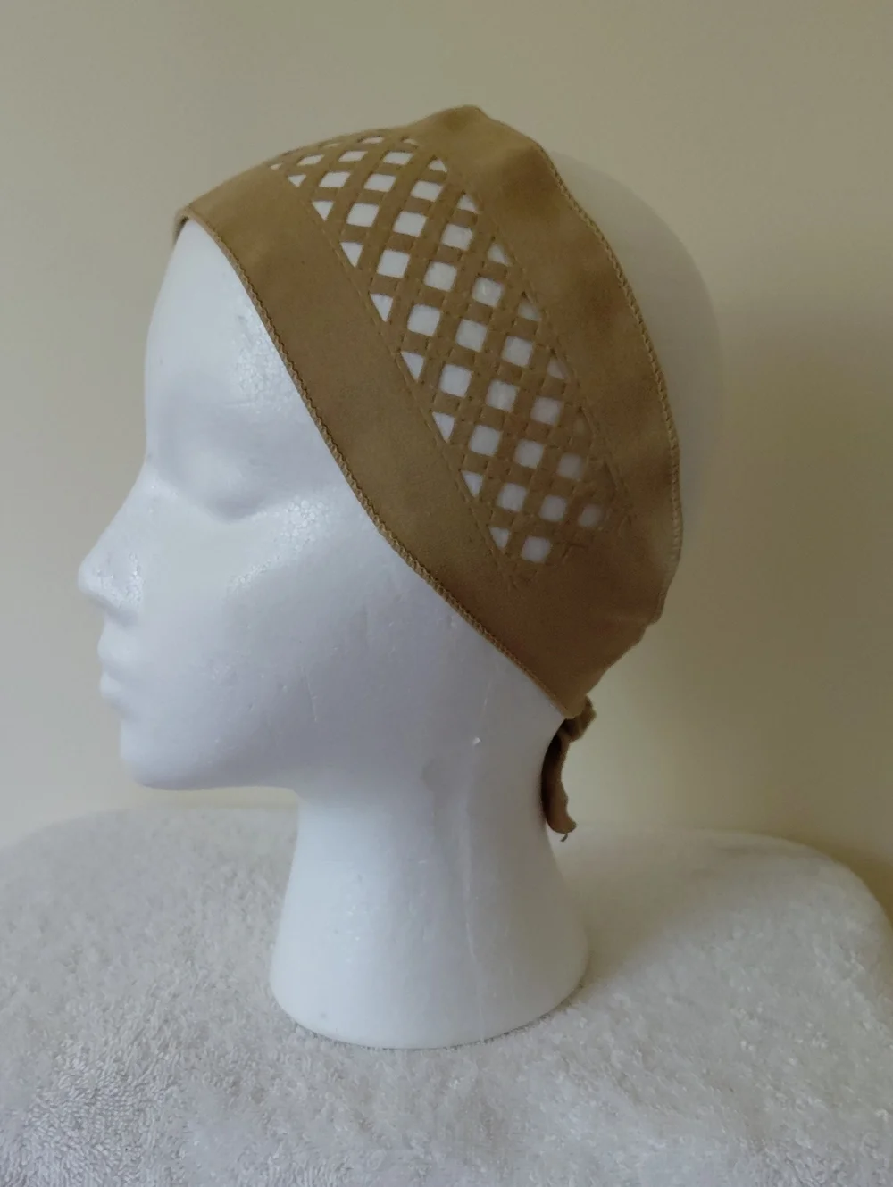 Tan Lattice Tie Headband